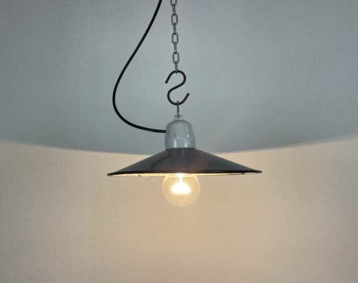 industrial blue enamel pendant light 1970s 6