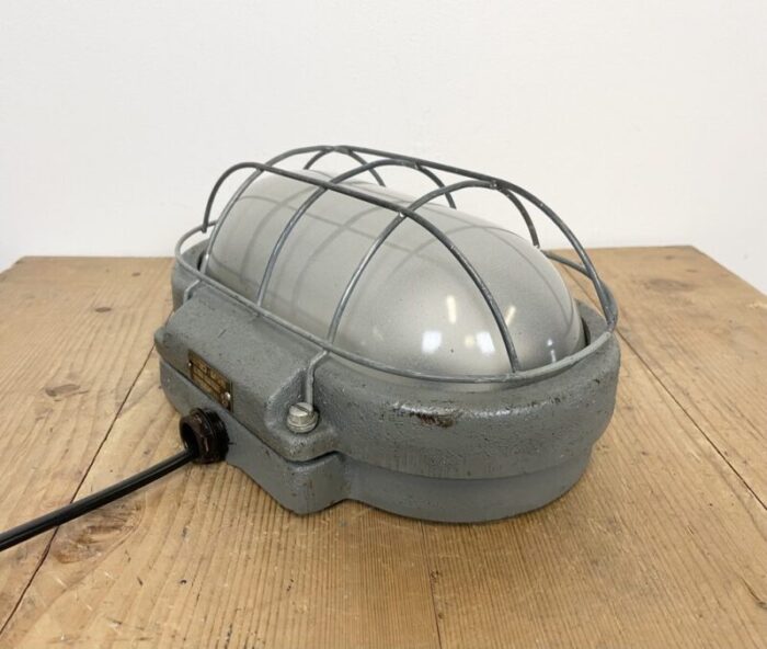 industrial grey cast iron wall lamp from elektrosvit 1960s 9