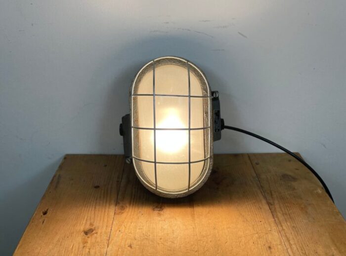 industrial grey cast iron wall lamp from elektrosvit 1970s 10