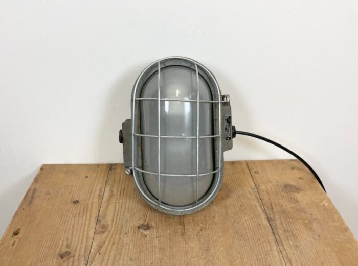 industrial grey cast iron wall lamp from elektrosvit 1970s 2