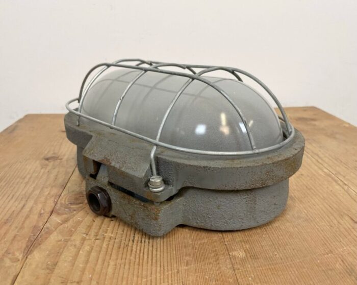 industrial grey cast iron wall lamp from elektrosvit 1970s 4