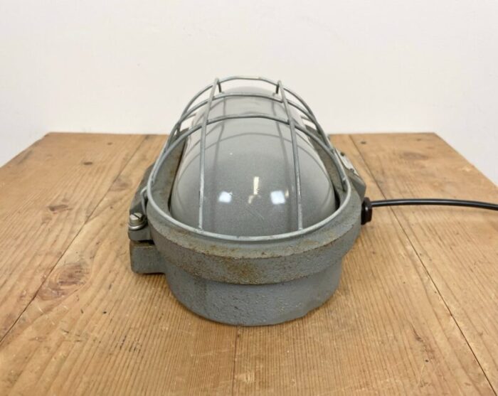 industrial grey cast iron wall lamp from elektrosvit 1970s 5