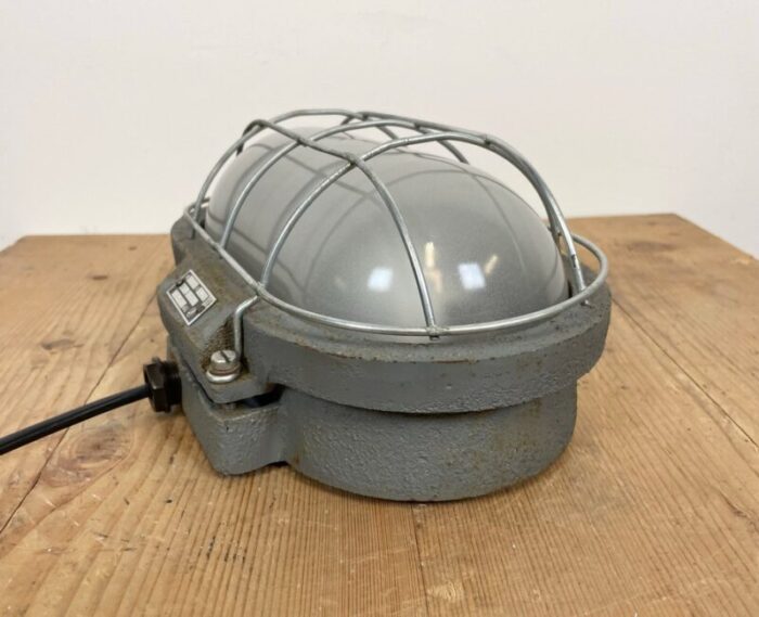 industrial grey cast iron wall lamp from elektrosvit 1970s 7