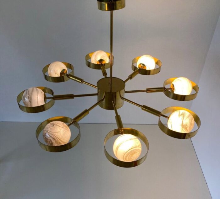 italian art deco murano glass brass ceiling lamp 15