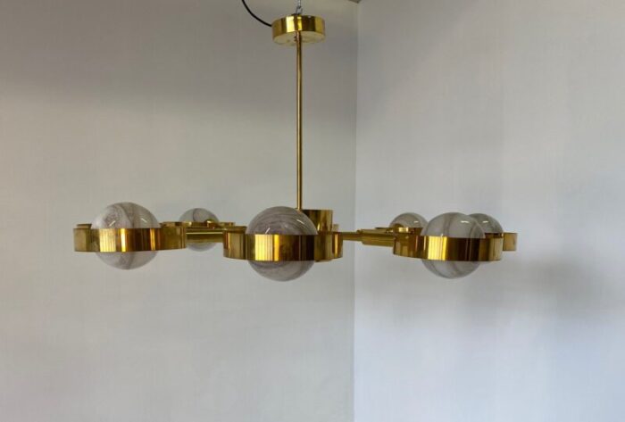 italian art deco murano glass brass ceiling lamp 2