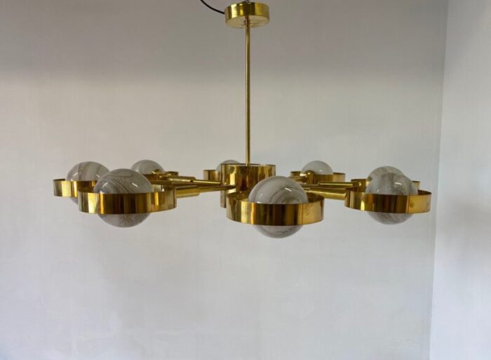 italian art deco murano glass brass ceiling lamp 3