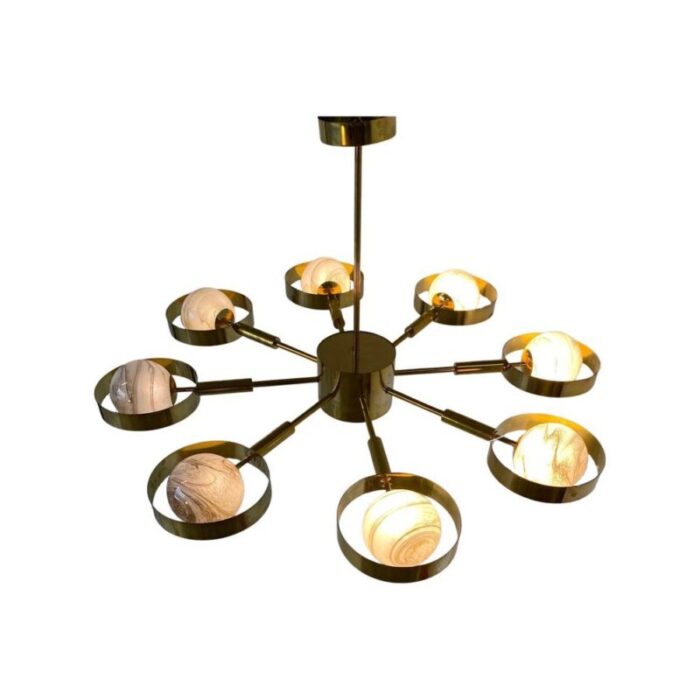 italian art deco murano glass brass ceiling lamp 4