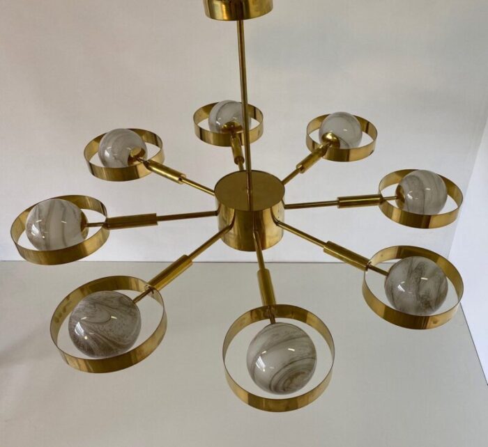 italian art deco murano glass brass ceiling lamp 5