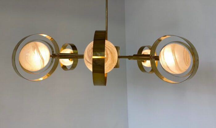 italian art deco murano glass brass ceiling lamp 8