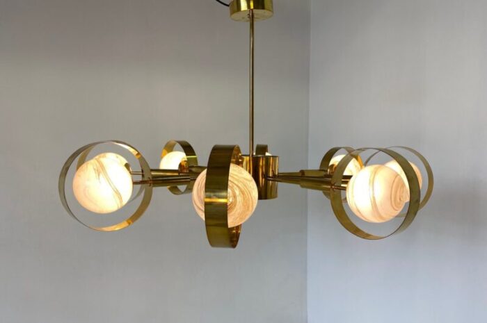 italian art deco murano glass brass ceiling lamp 9