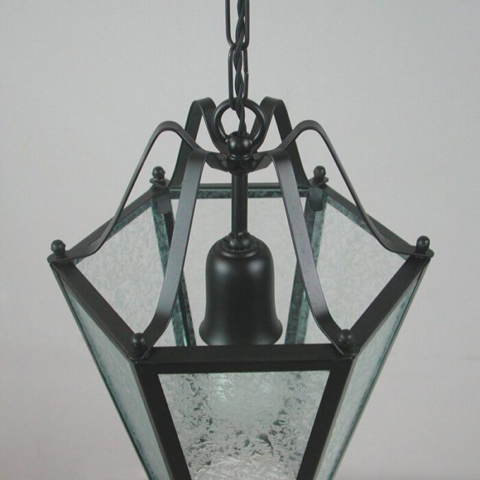 italian black lacquered metal and ice glass flower lantern 1940s 9