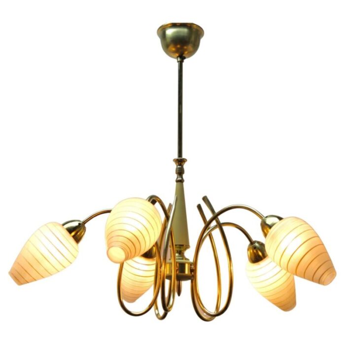 italian chandelier with 5 arms in the style of stilnovo 1960s 1