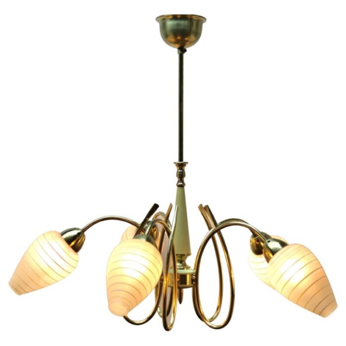 italian chandelier with 5 arms in the style of stilnovo 1960s 2