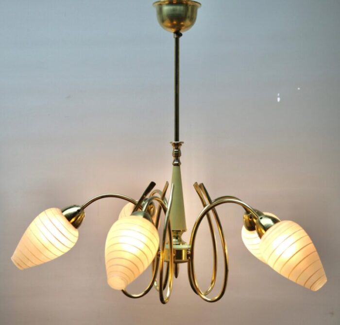 italian chandelier with 5 arms in the style of stilnovo 1960s 3