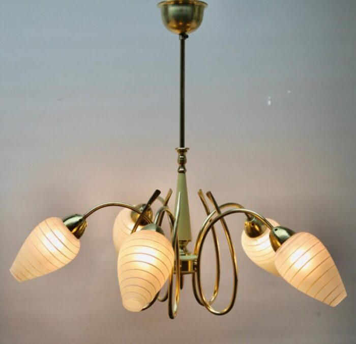 italian chandelier with 5 arms in the style of stilnovo 1960s 4