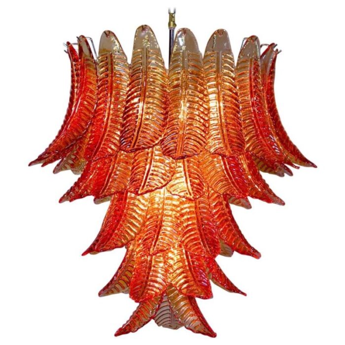 italian chandelier with leaves in the style of barovier toso 1