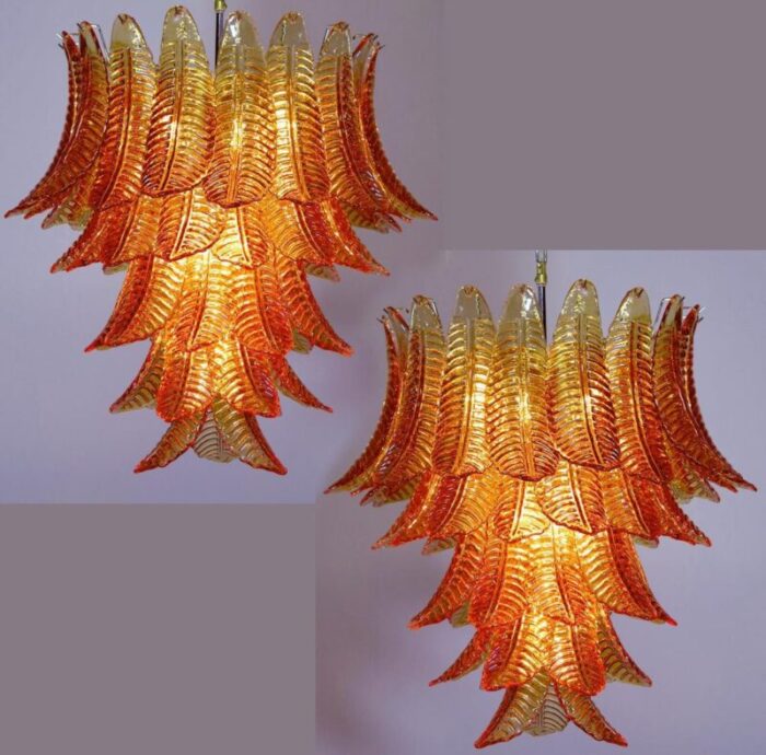 italian chandelier with leaves in the style of barovier toso 7