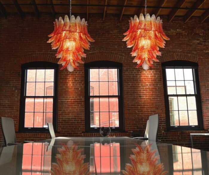 italian chandeliers with leaves in the style of barovier toso set of 2 2