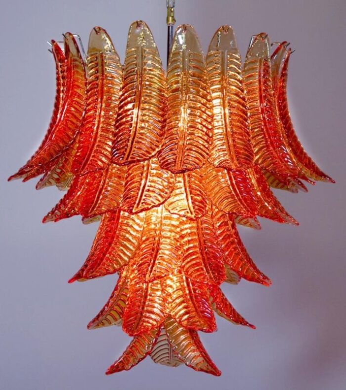 italian chandeliers with leaves in the style of barovier toso set of 2 3