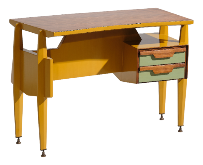 italian desk table with brass details 1950s 2468