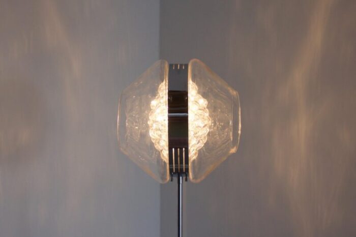 italian eye floor lamp in chrome murano glass and marble 1970s 9