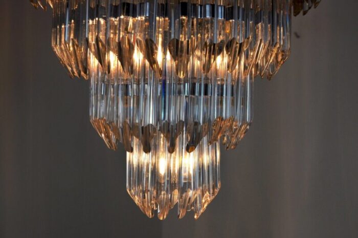 italian four tiers chandelier from venini in murano glass 1970 4