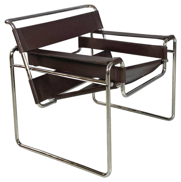 italian modern brown leather wassily armchair by marcel breuer for gavina 1970s 2225