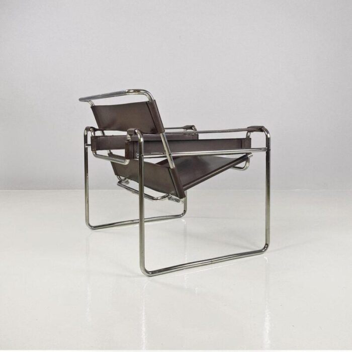 italian modern brown leather wassily armchair by marcel breuer for gavina 1970s 2355