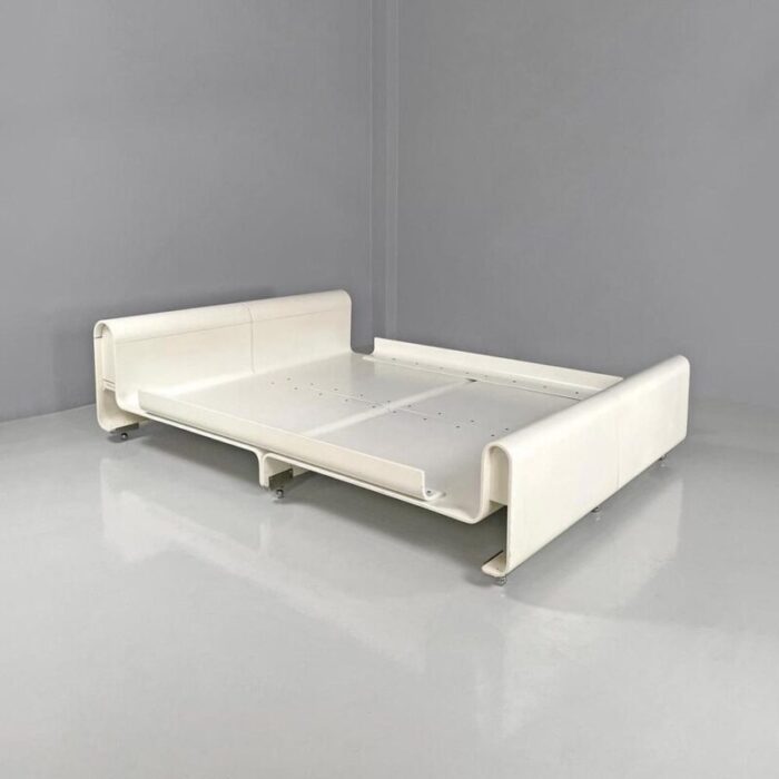 italian modern double bed in white wood by benatti 1970s 0089