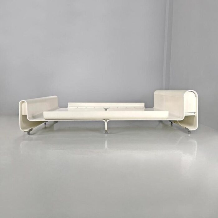 italian modern double bed in white wood by benatti 1970s 0650