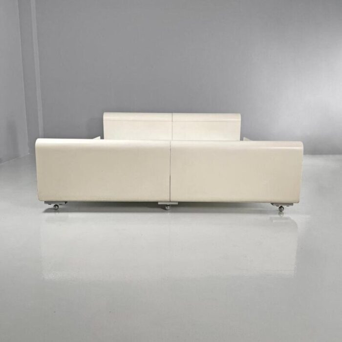 italian modern double bed in white wood by benatti 1970s 2209