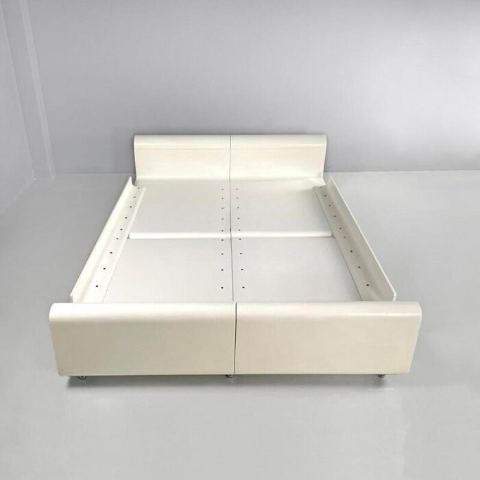 italian modern double bed in white wood by benatti 1970s 3711