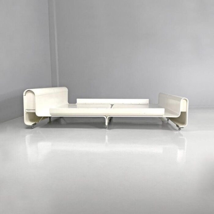 italian modern double bed in white wood by benatti 1970s 4366