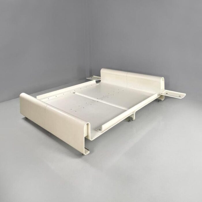 italian modern double bed in white wood by benatti 1970s 5119