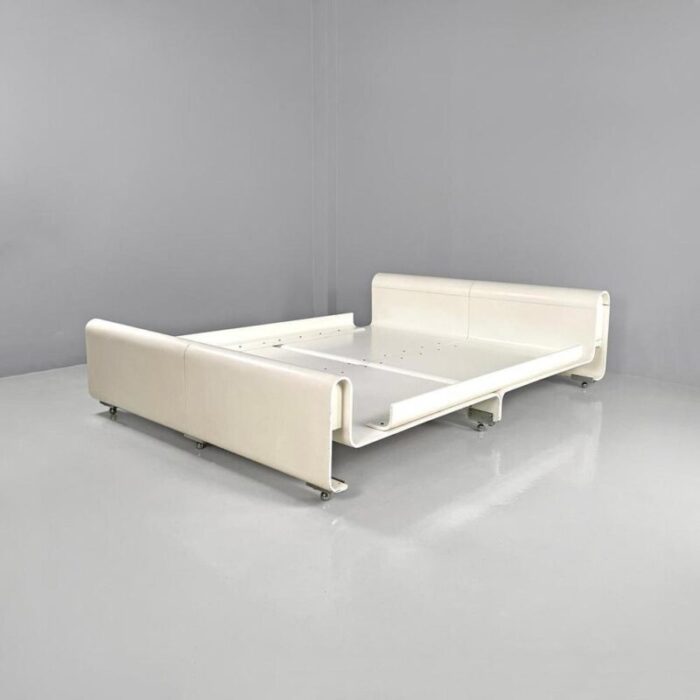 italian modern double bed in white wood by benatti 1970s 7566