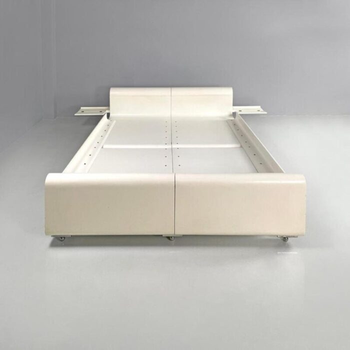 italian modern double bed in white wood by benatti 1970s 7636