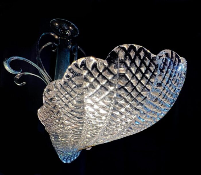 italian murano chandelier five leaves with golden details 1990s 8