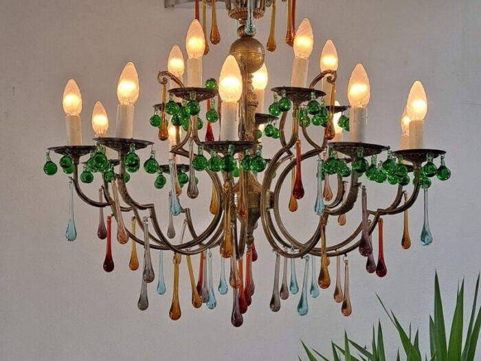 italian murano glass 15 light chandelier 6