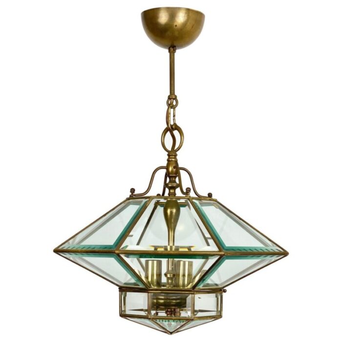 italian octagonal diamond shaped chandelier in fontana arte style 1