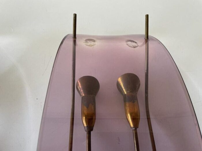 italian purple acrylic brass sconces italy 1950s set of 2 5