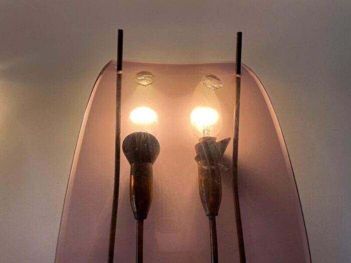 italian purple acrylic brass sconces italy 1950s set of 2 6