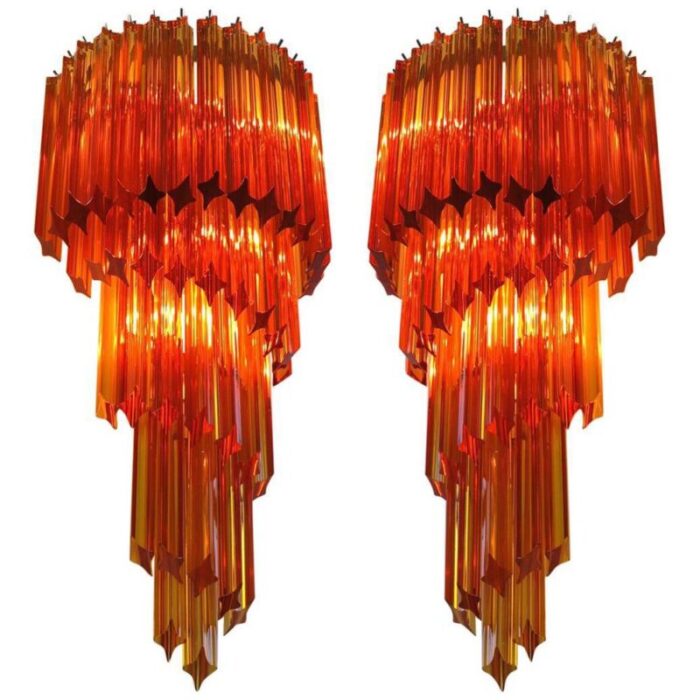 italian sconces with 41 amber colored glasses 1980s set of 2 1