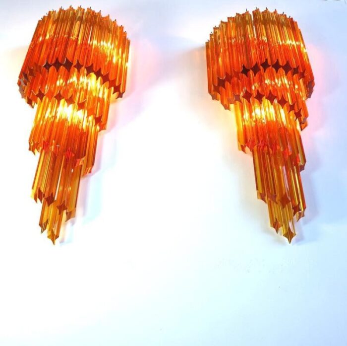 italian sconces with 41 amber colored glasses 1980s set of 2 6