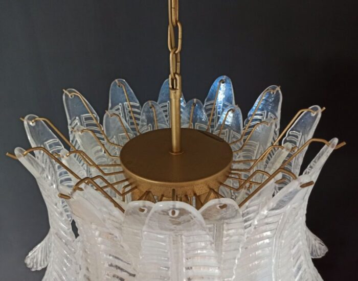 italian six tier murano glass chandelier with 36 opaline palmettes 1970s 24