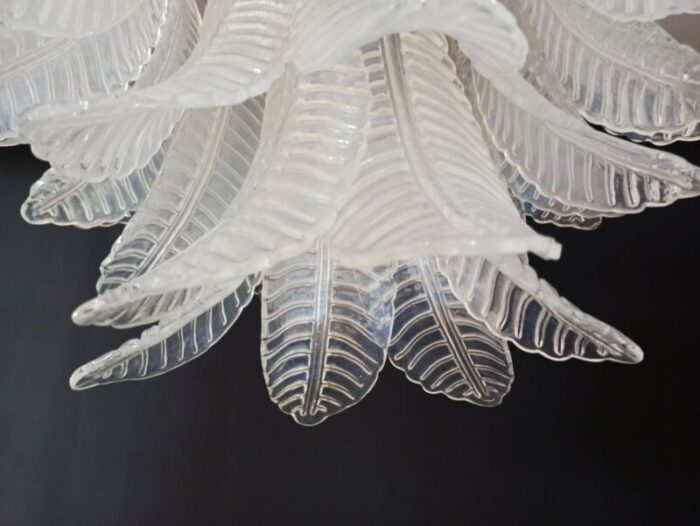 italian six tier murano glass chandelier with 36 opaline palmettes 1970s 6