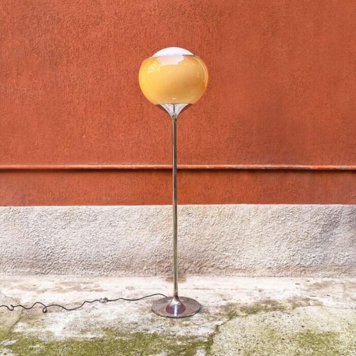 italian space age glass steel acrylic glass bud floor lamp by guzzini 1970s 2