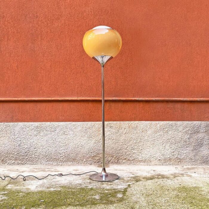 italian space age glass steel acrylic glass bud floor lamp by guzzini 1970s 3