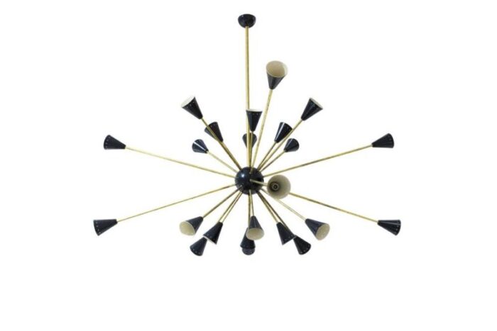 italian sputnik brass chandelier 1950s 0532