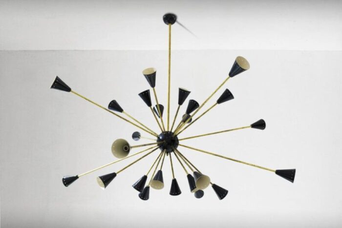 italian sputnik brass chandelier 1950s 2563