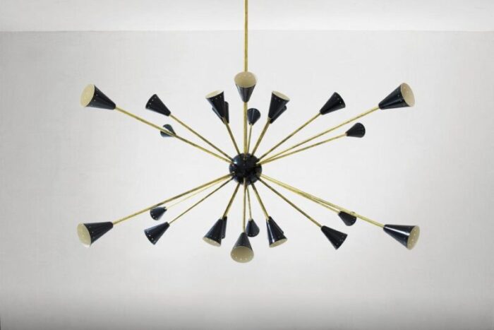 italian sputnik brass chandelier 1950s 4039